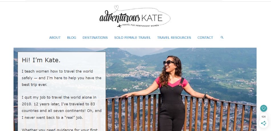 Image of The Adventurous Kate Website