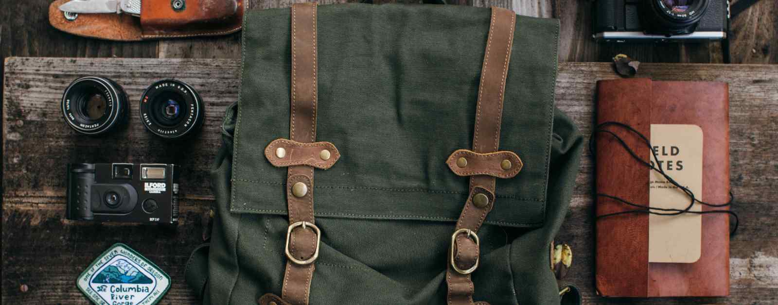 leather travel backpack